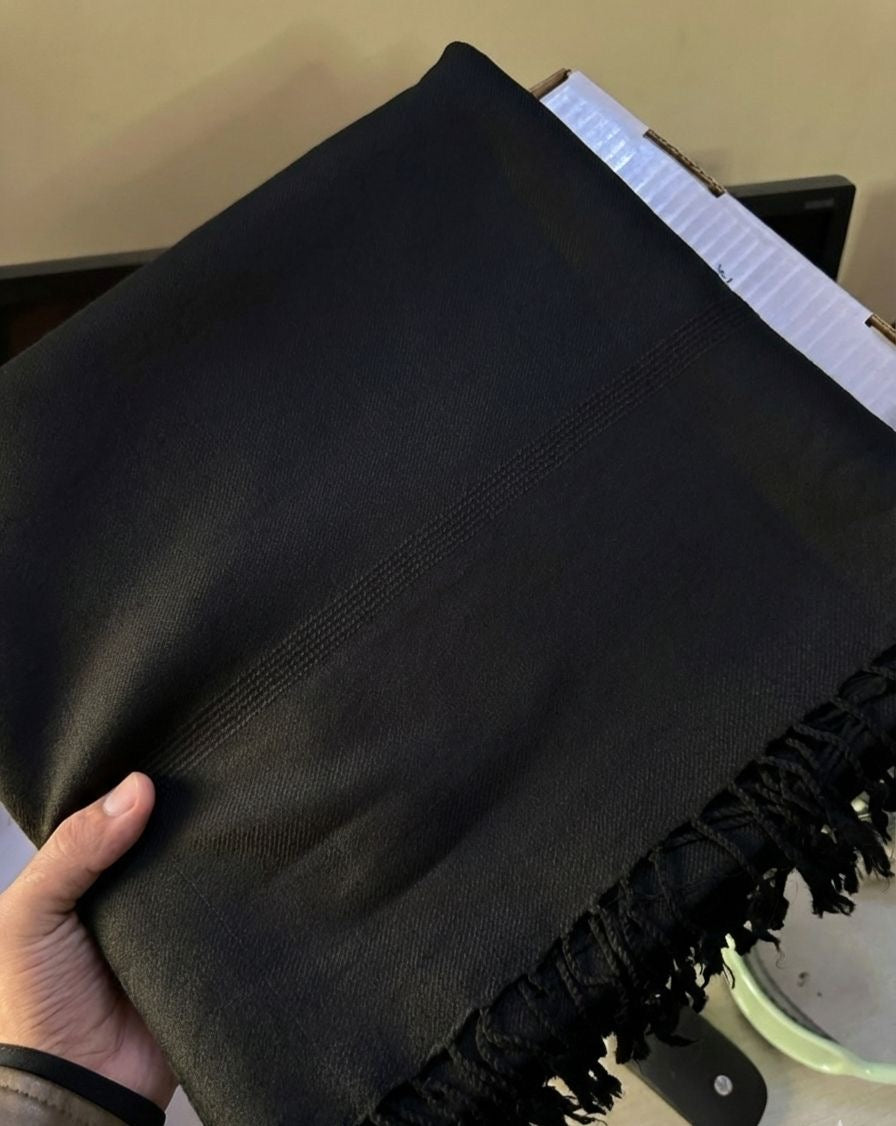 64 woollen Plain Black Shawl
